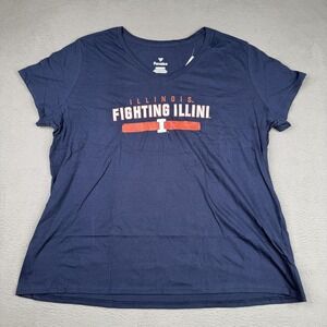 Illinois Fighting Illini Shirt Womens 3XL Blue NCAA College Fanatics V-Neck